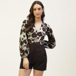 Off-Shoulder Printed with Layered Jumpsuit